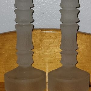 Vintage Frosted Glass Candlesticks